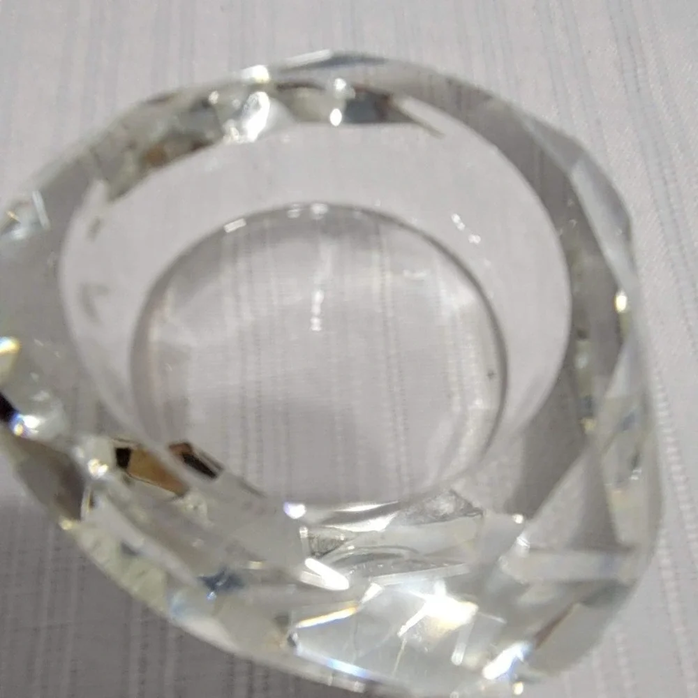 Vintage Cut Glass Candle Holders 2 Sets Faceted Geometric & Sunburst Votive 4pc
